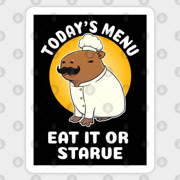 Today's menu eat it or starve Capybara Chef Cartoon Sticker by capydays